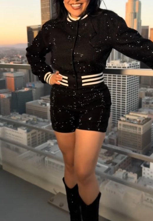 Black rhinestones elegant suit