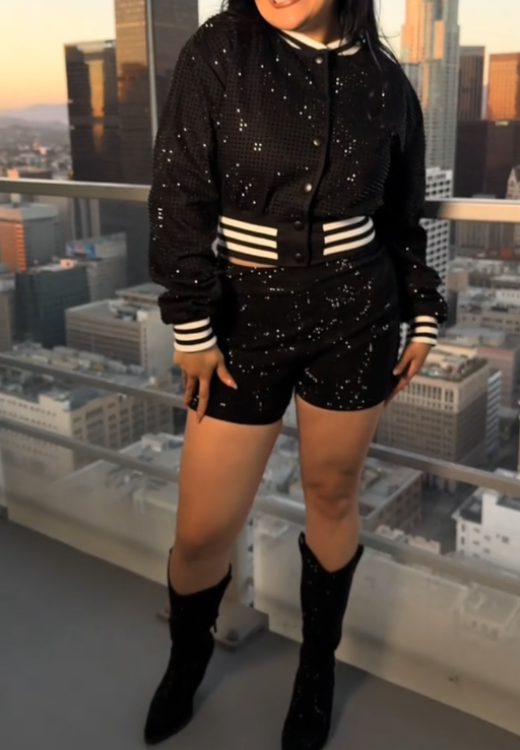 Black rhinestones elegant suit