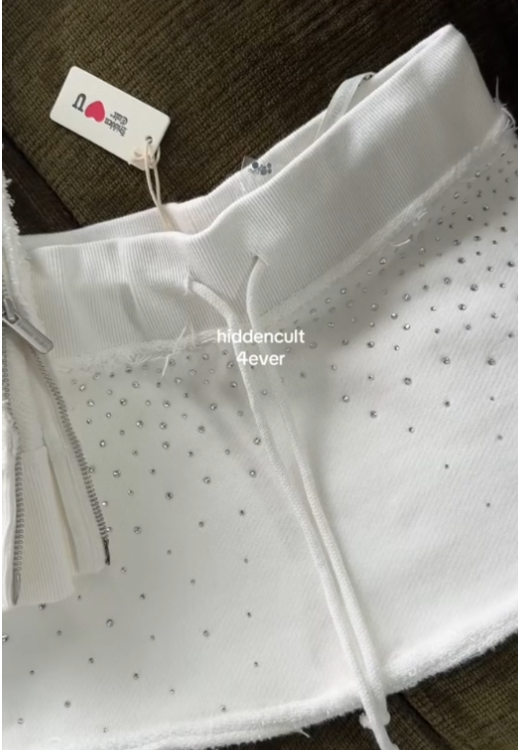 Rhinestone hooded sweater short skirt casual suit