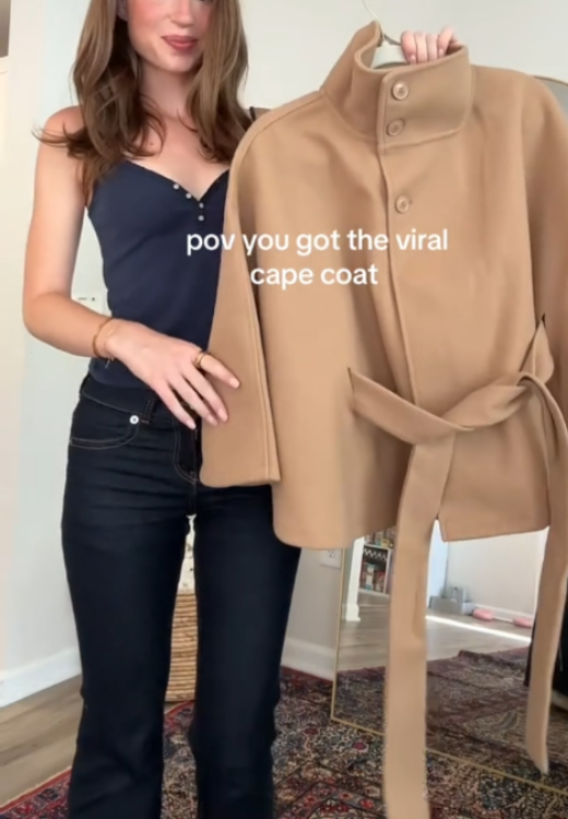 Women's elegant cloak windbreaker coat