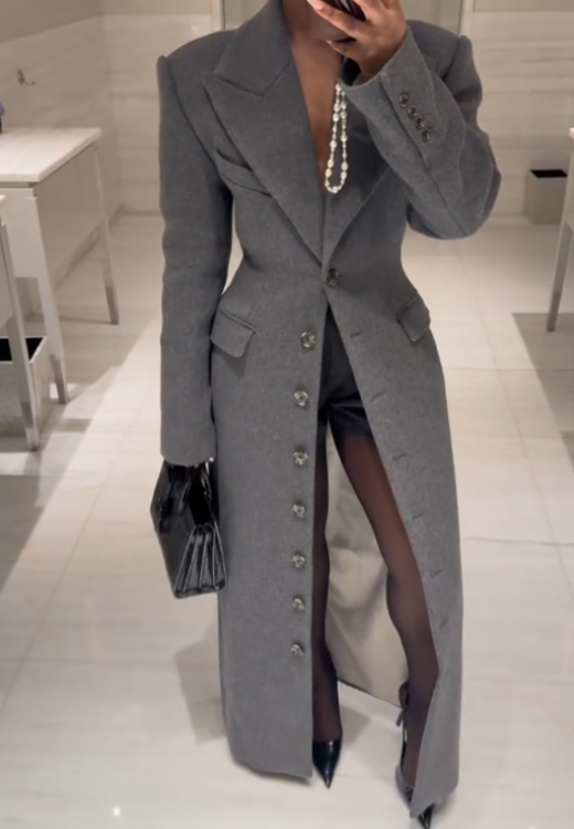 Women's high-quality slim long trench coat