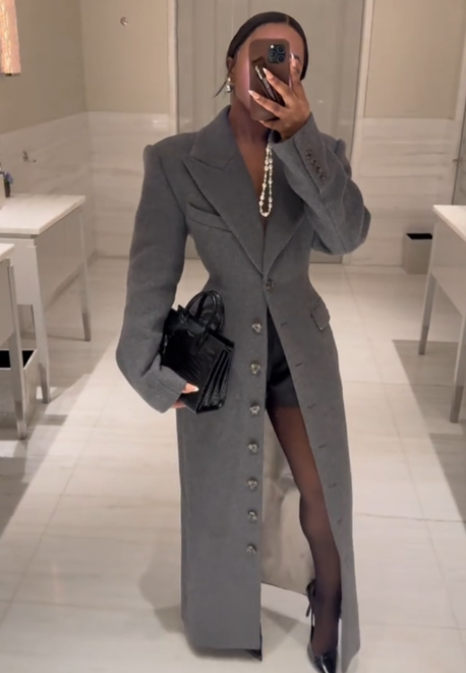 Women's high-quality slim long trench coat