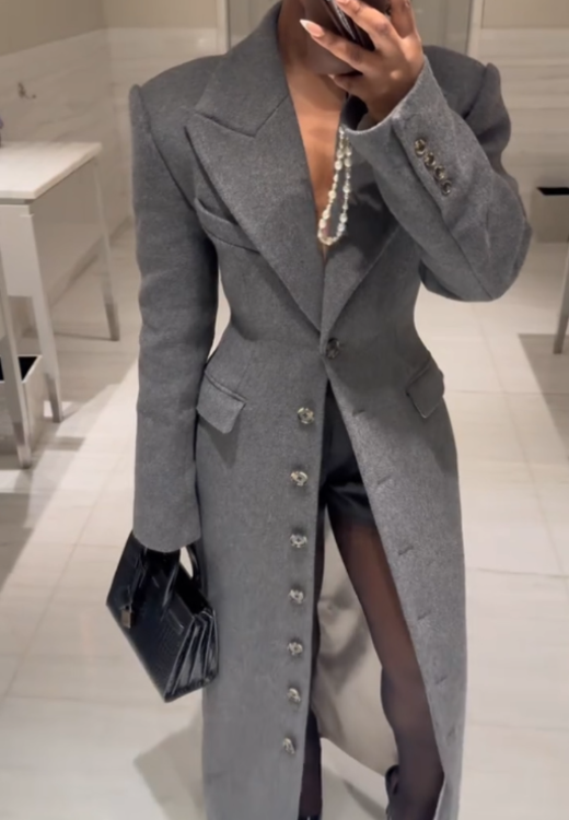 Women's high-quality slim long trench coat