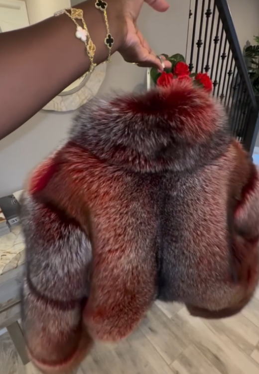 Women's Winter Red Faux Fur coat
