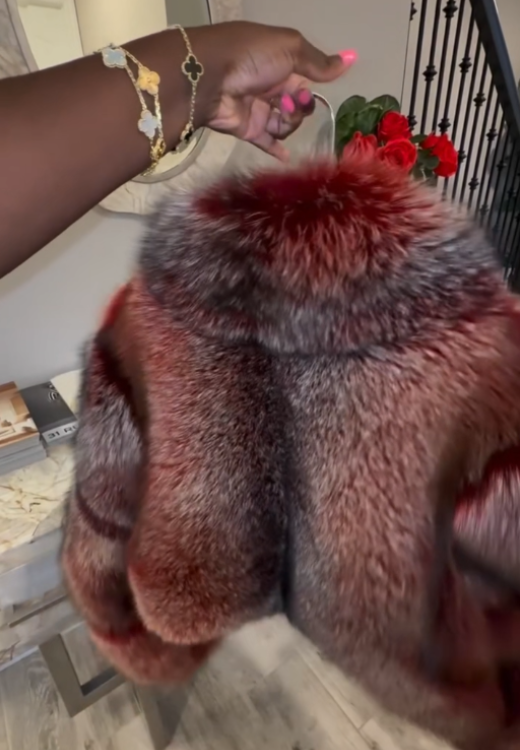 Women's Winter Red Faux Fur coat