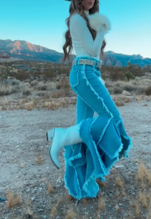Western style tassel jeans