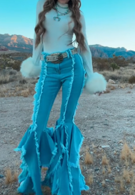 Western style tassel jeans