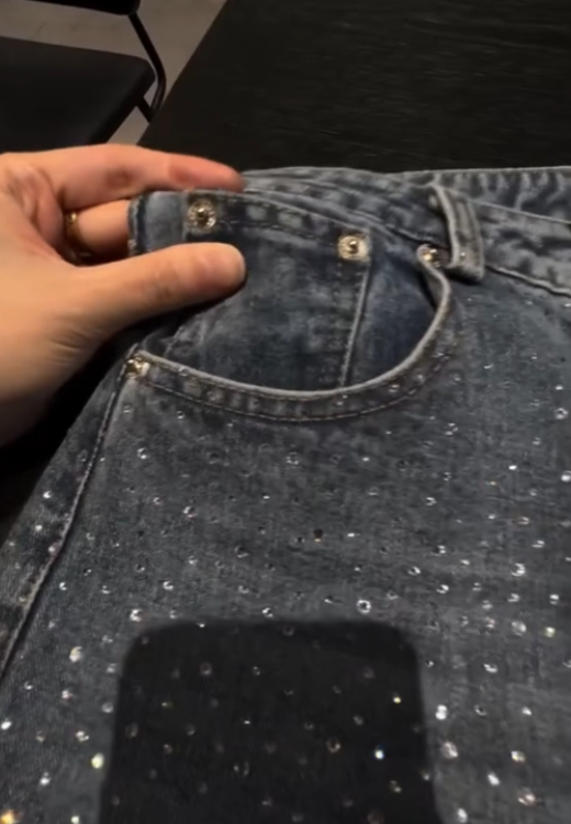 rhinestones streetwear jeans