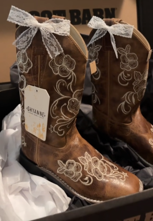 White Ribbon Embroidered Western Cowboy Boots