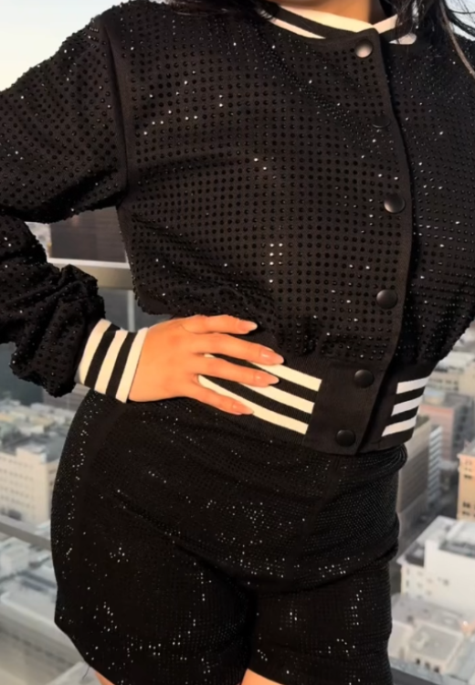 Black rhinestones elegant suit