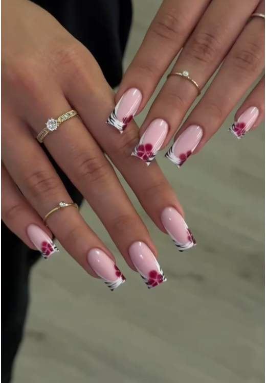 Pink leopard- print press-on nails