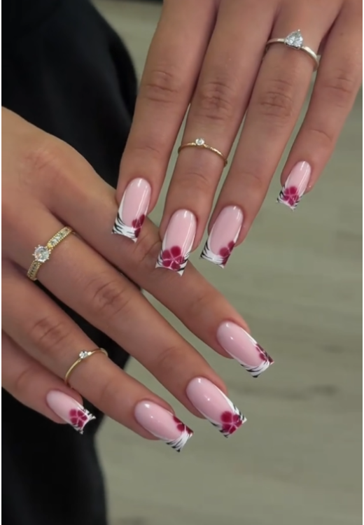 Pink leopard- print press-on nails