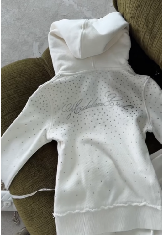 Rhinestone hooded sweater short skirt casual suit