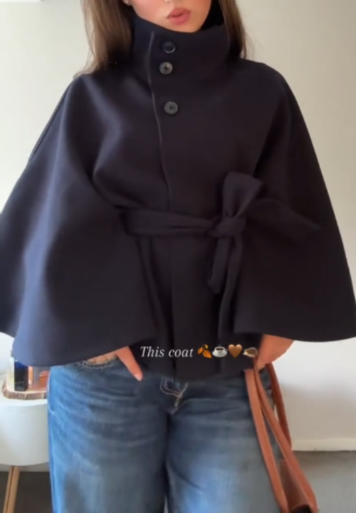 Women's elegant cloak windbreaker coat