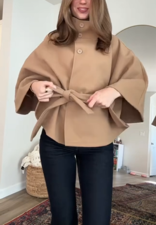Women's elegant cloak windbreaker coat