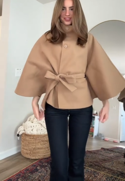 Women's elegant cloak windbreaker coat
