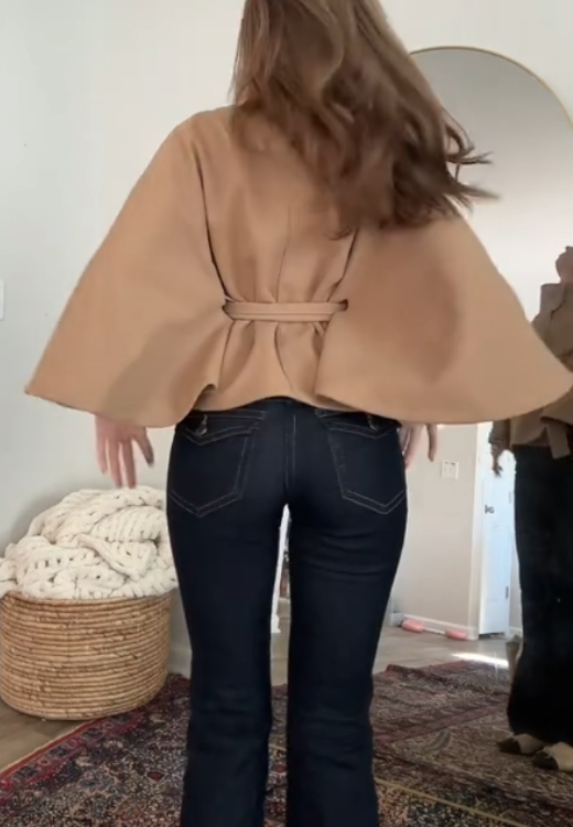 Women's elegant cloak windbreaker coat