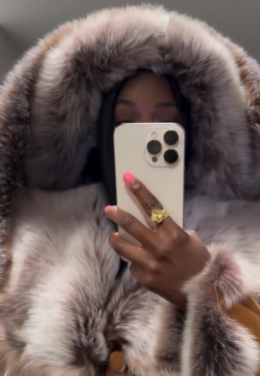 Women's Winter Coat Thick Warm Long Jacket  Fur Hooded Collar with Rhinestones, Outerwear