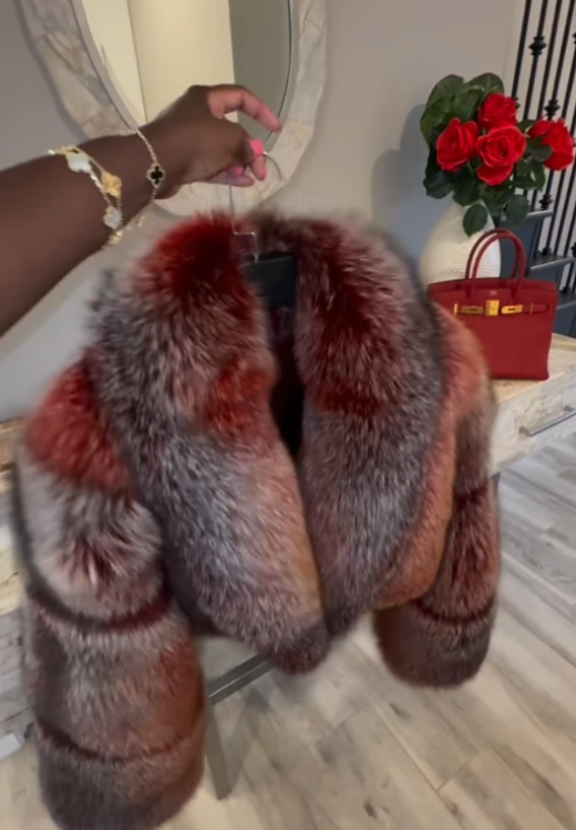Women's Winter Red Faux Fur coat