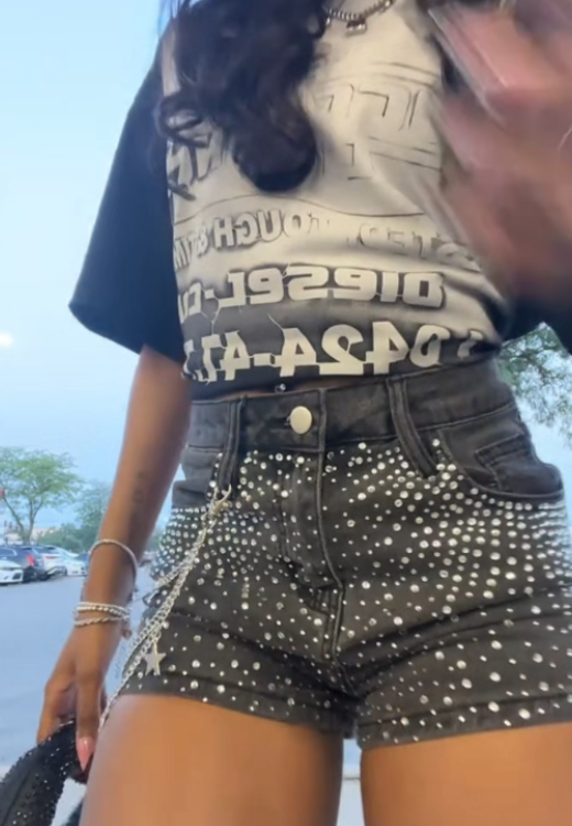 Fashion rhinestone denim shorts Jeans