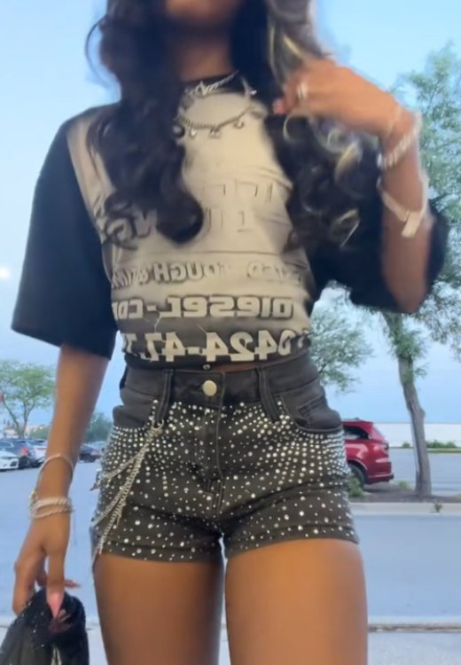 Fashion rhinestone denim shorts Jeans