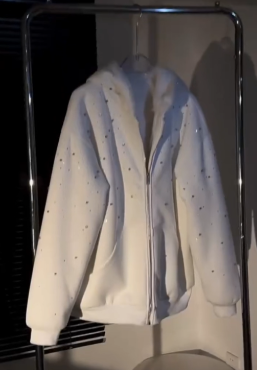rhinestones thick fleece Hoodie