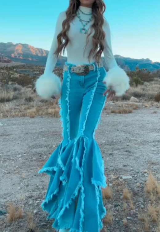 Western style tassel jeans