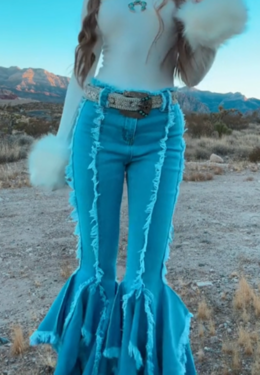 Western style tassel jeans