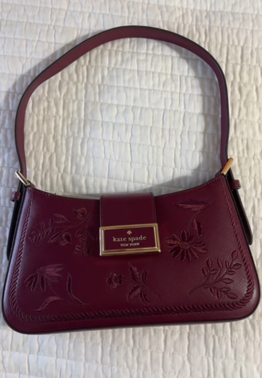 Autumn  red embroidery handbag