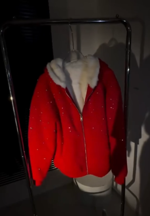 rhinestones thick fleece Hoodie