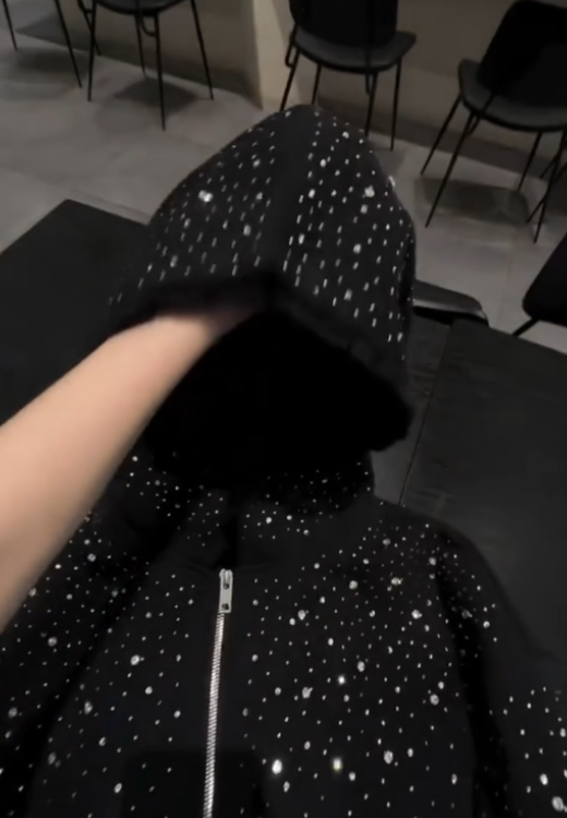 rhinestones thick fleece Hoodie