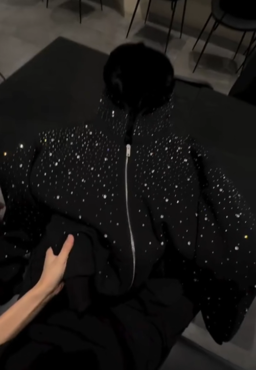 rhinestones thick fleece Hoodie