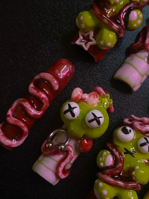 Funny little snake Halloween press-on nails