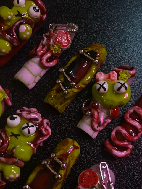 Funny little snake Halloween press-on nails