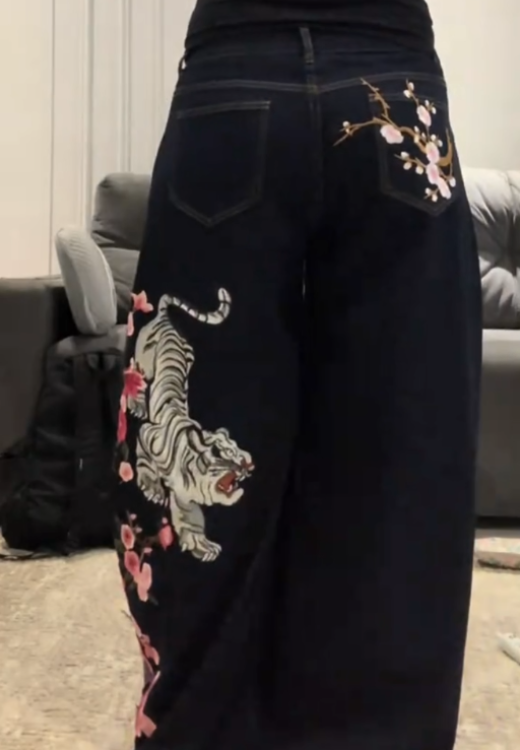 Classical Oriental Embroidered Jeans