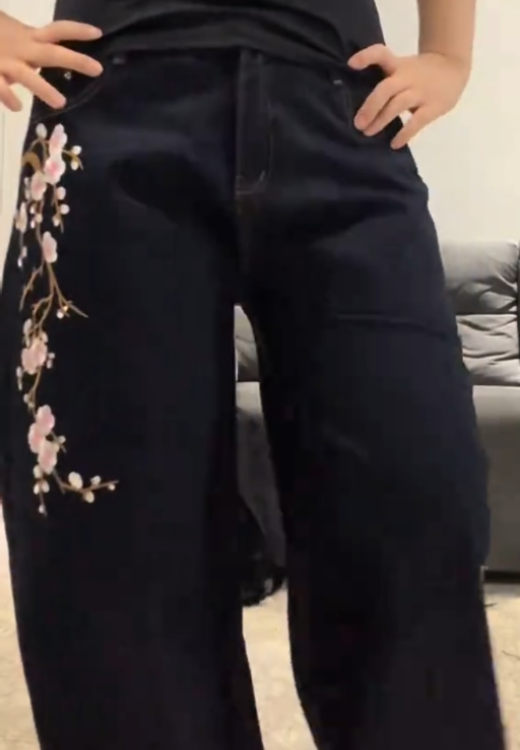 Classical Oriental Embroidered Jeans