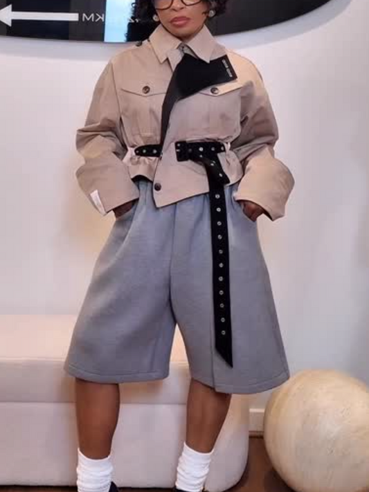 Contrast Button-Waist Coat
