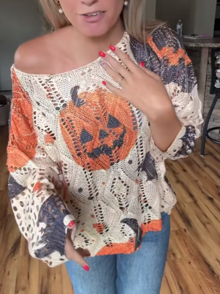 Knit Cutout Pumpkin Top