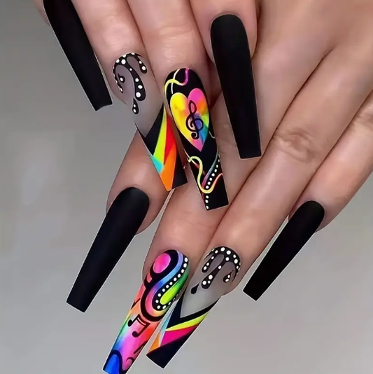 Press On Nails with Musical Note Design - Halloween Nails