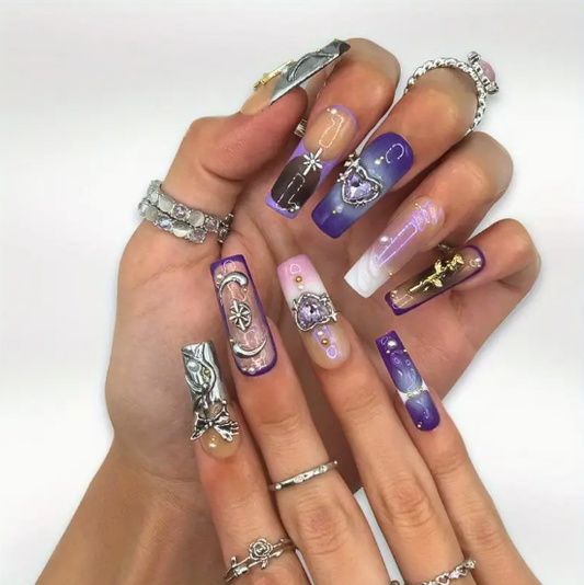 SCORPIO 10pcs Handmade  REUSABLE 3D Press On Nails
