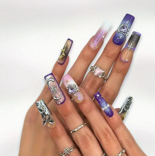 SCORPIO 10pcs Handmade  REUSABLE 3D Press On Nails