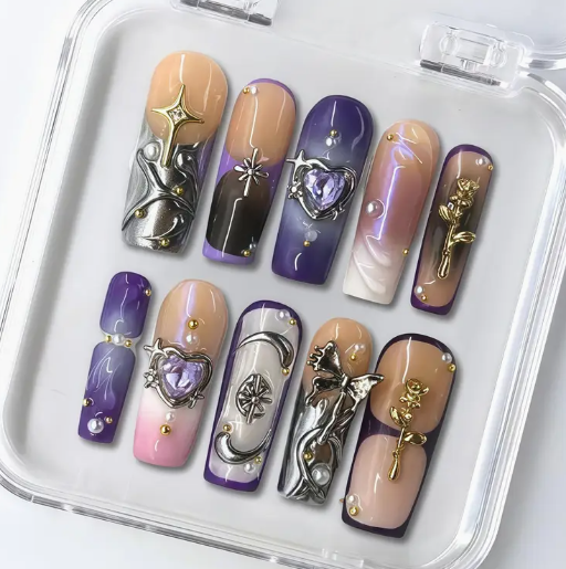 SCORPIO 10pcs Handmade  REUSABLE 3D Press On Nails