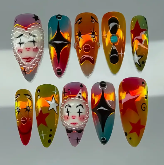 Sweet And Cool Designs with Aurora Gradient, Colorful Pearls, Heart Shapes, Clown Stars, And Crosses