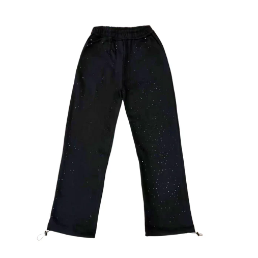 Hand-made rhinestone leisure sweatpants